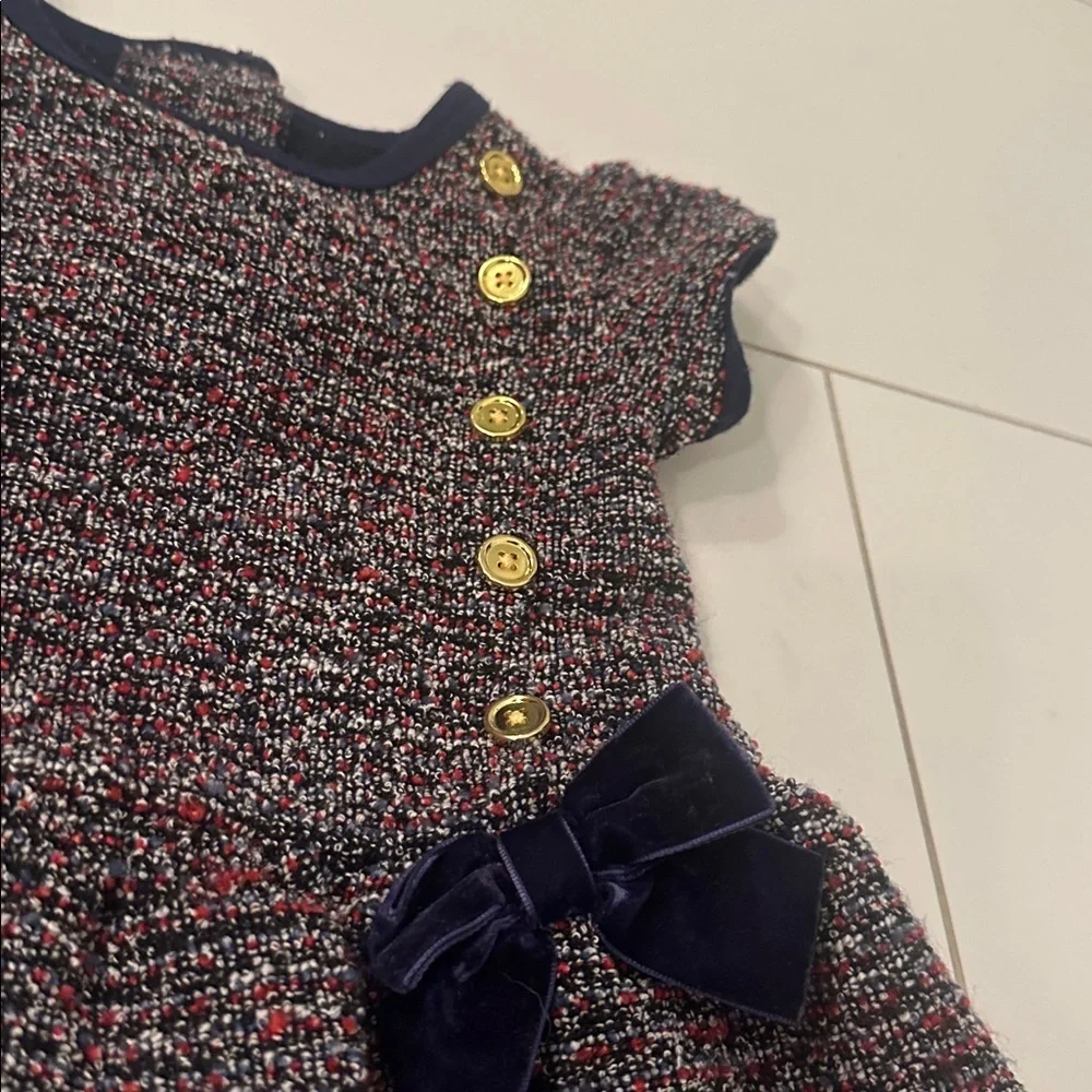 Little me Tweed Baby Dress with Gold Buttons 18m baby girl